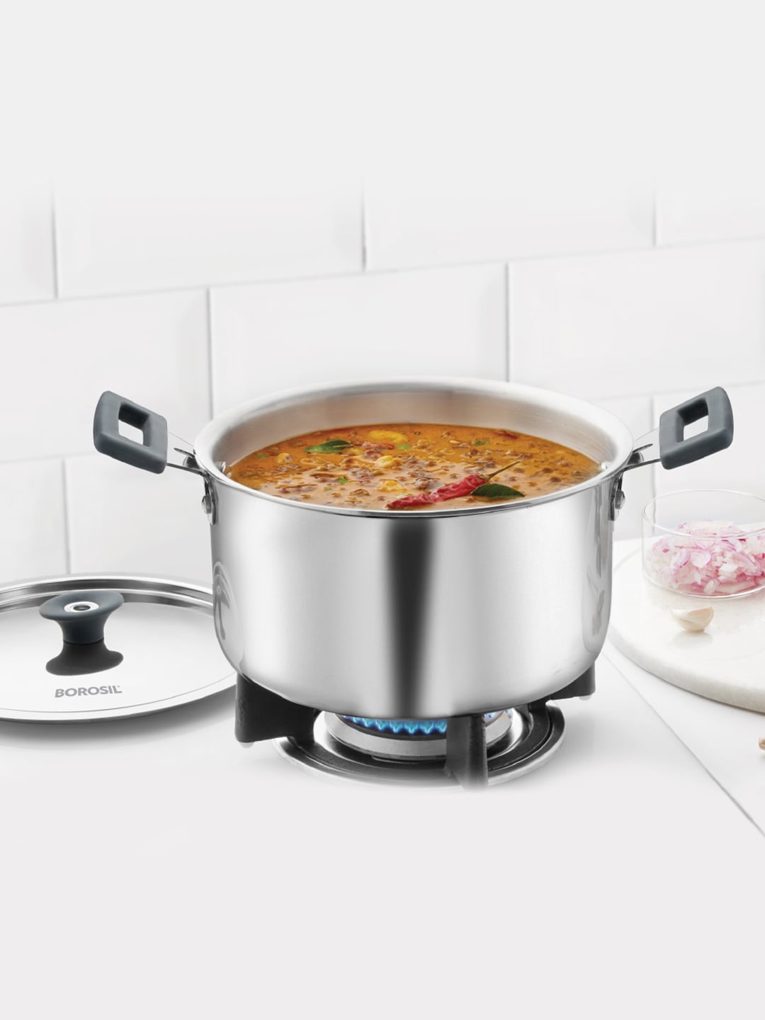 

BOROSIL Silver-Toned Cookfresh Stainless Steel Casserole With Lid 3.5 L
