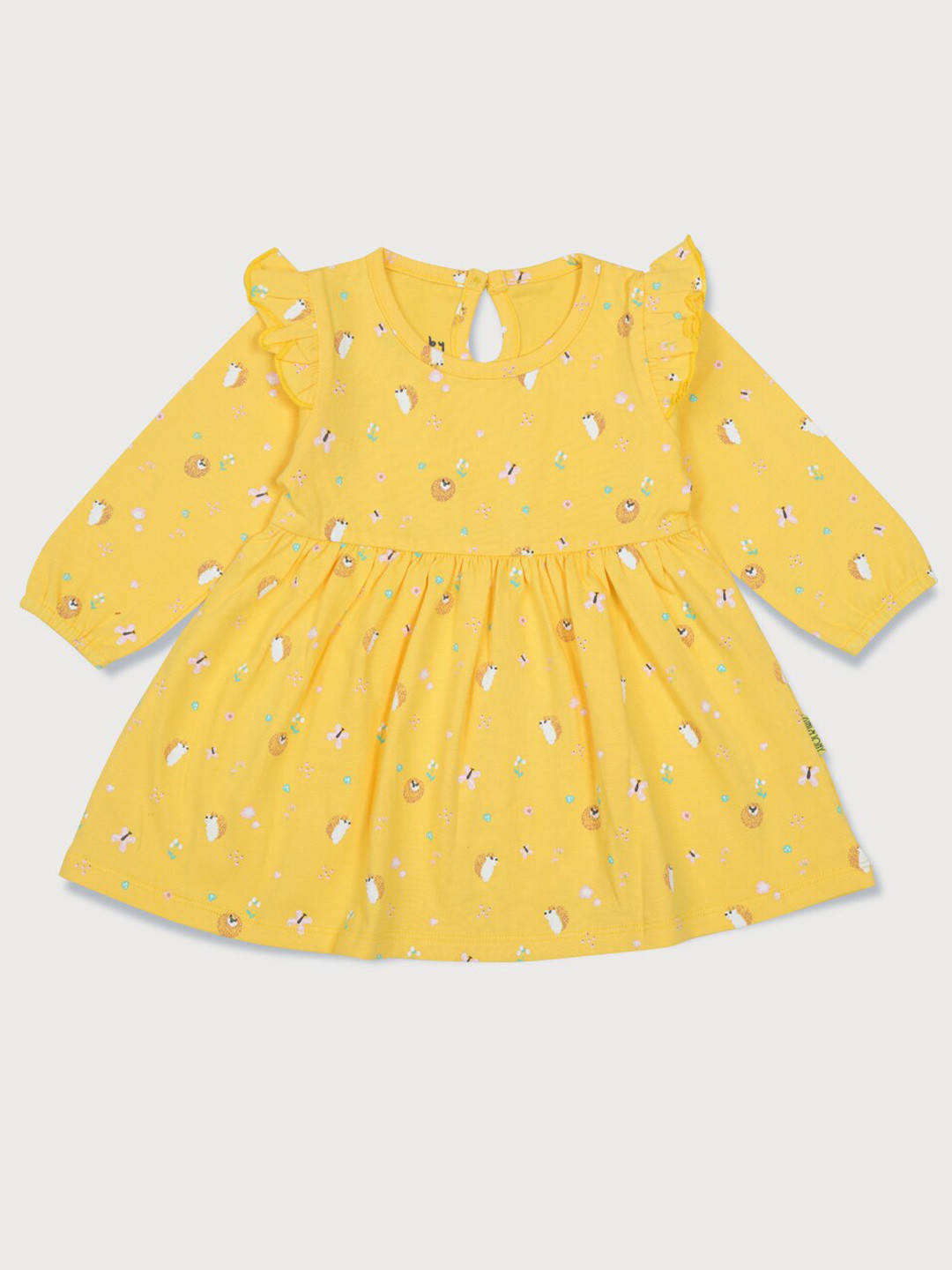 

Gini and Jony Yellow Cotton A-Line Dress