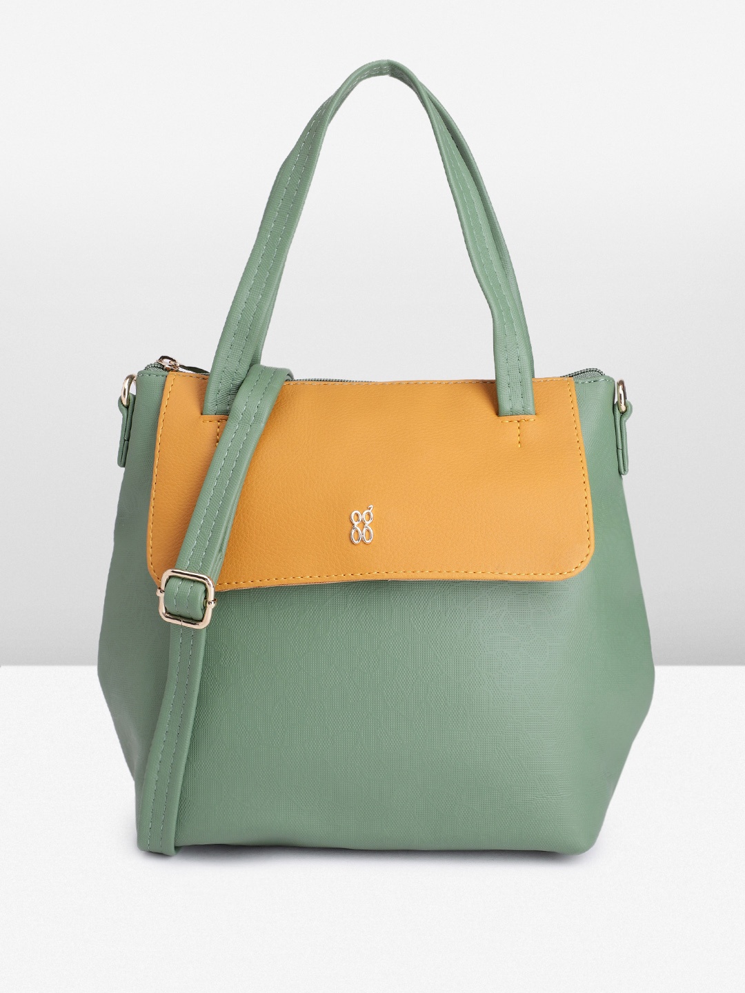 

Baggit Textured PU Regular Structured Handheld Bag, Green