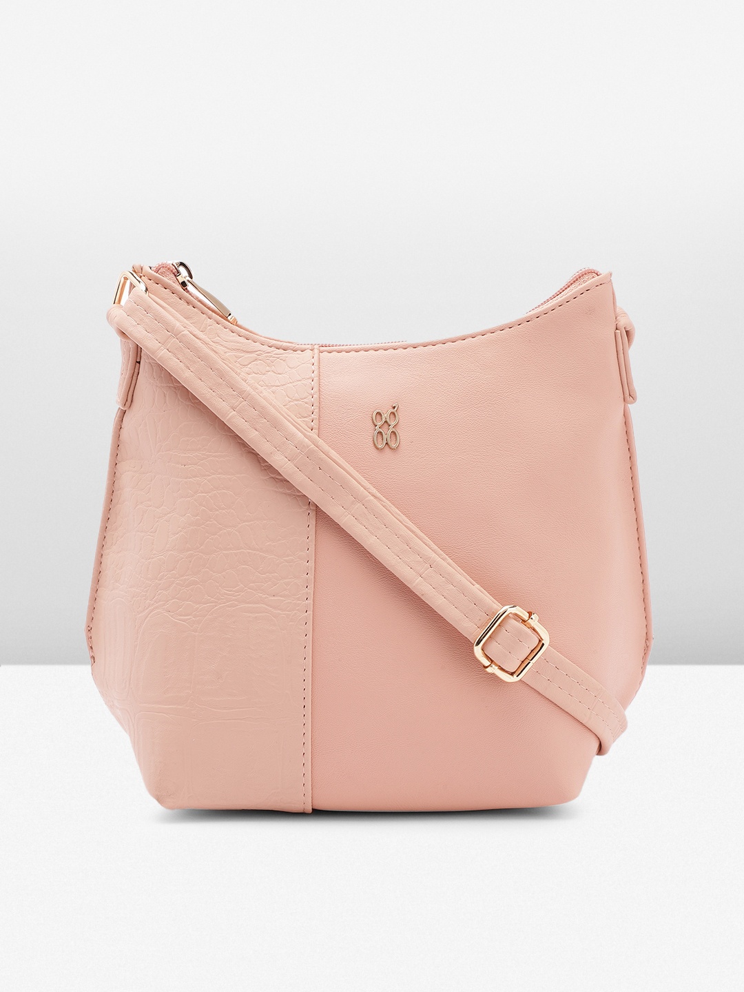 

Baggit Textured Structured Sling Bag, Pink