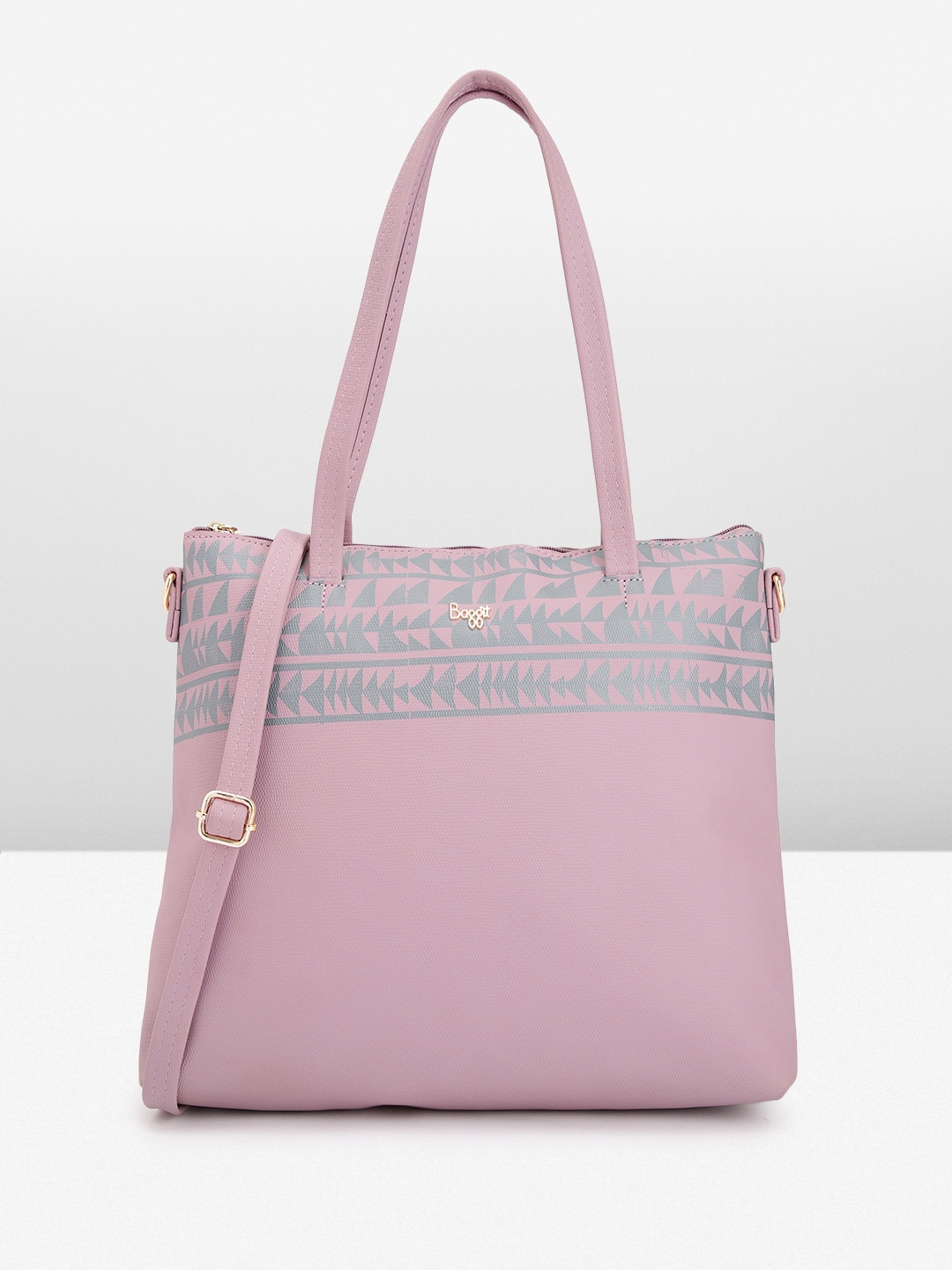 

Baggit Abstract Print & Minute Textured PU Structured Shoulder Bag, Mauve