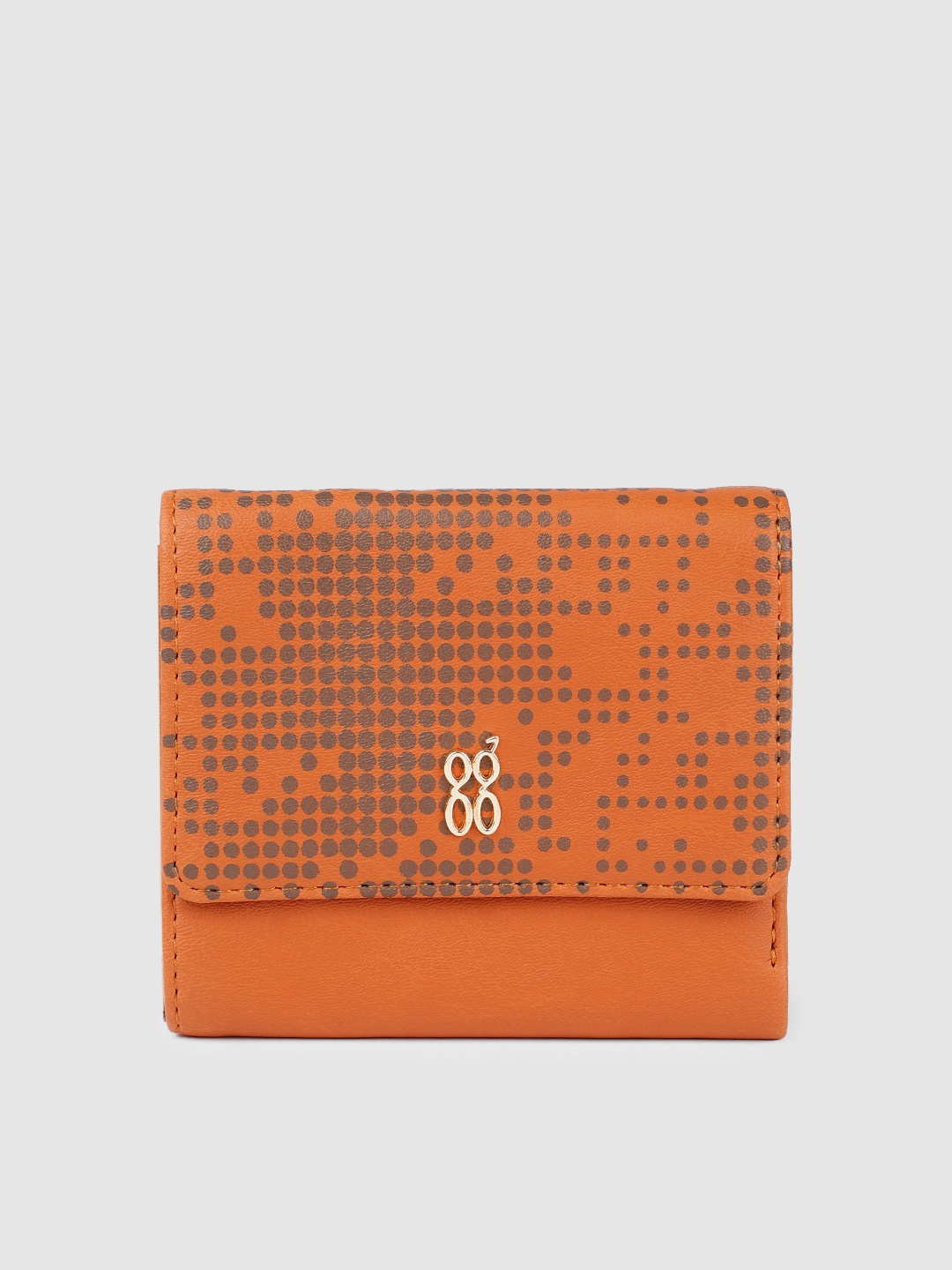 

Baggit Women Abstract Printed Three Fold Wallet, Orange