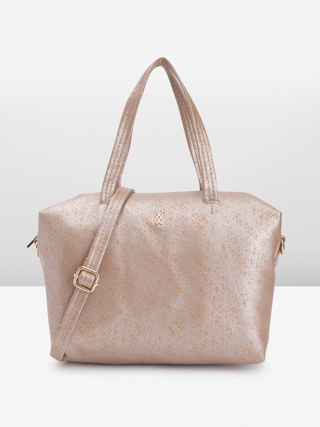 

Baggit Abstract Print PU Regular Structured Duffle Handheld Bag, Silver
