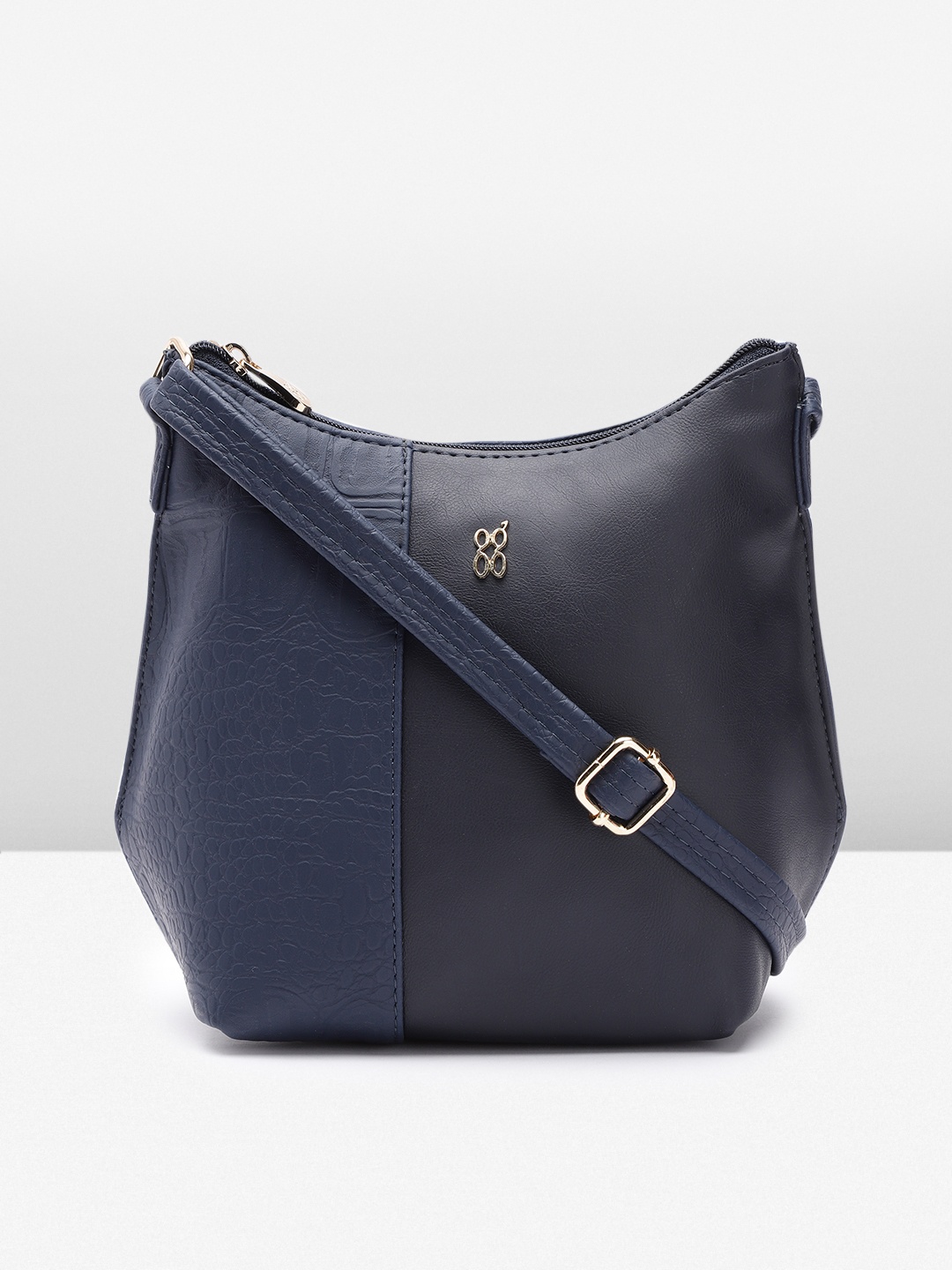 

Baggit Textured Structured Sling Bag, Navy blue