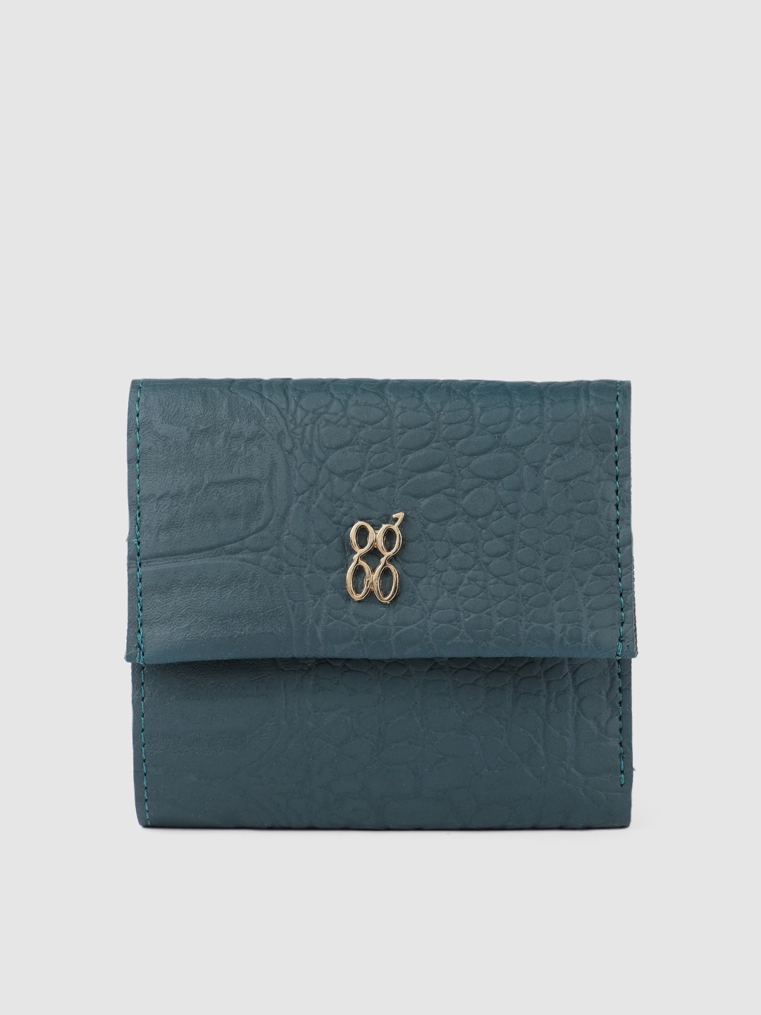 

Baggit Women Textured Three Fold Wallet, Teal