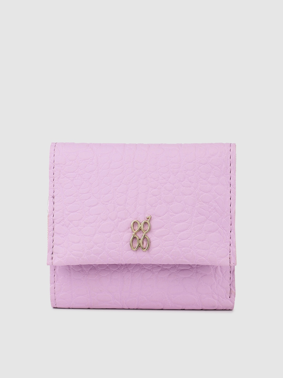 

Baggit Women Textured Three Fold Wallet, Lavender