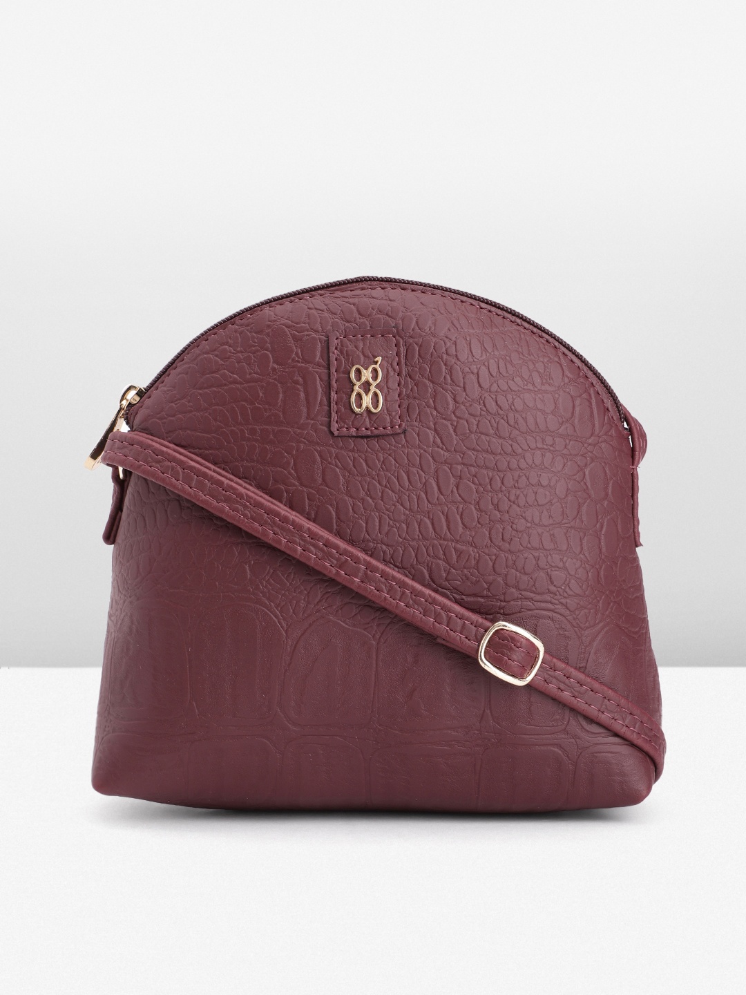 

Baggit Textured PU Structured Sling Bag, Burgundy