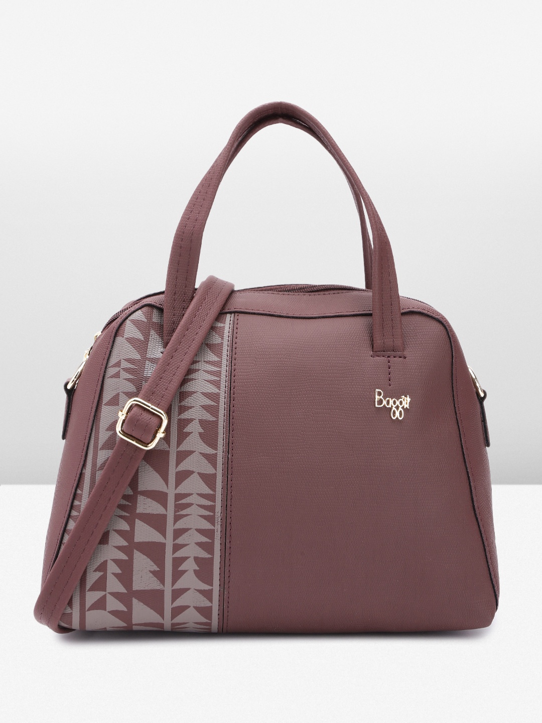 

Baggit Abstract Printed Structured Handheld Bag, Burgundy