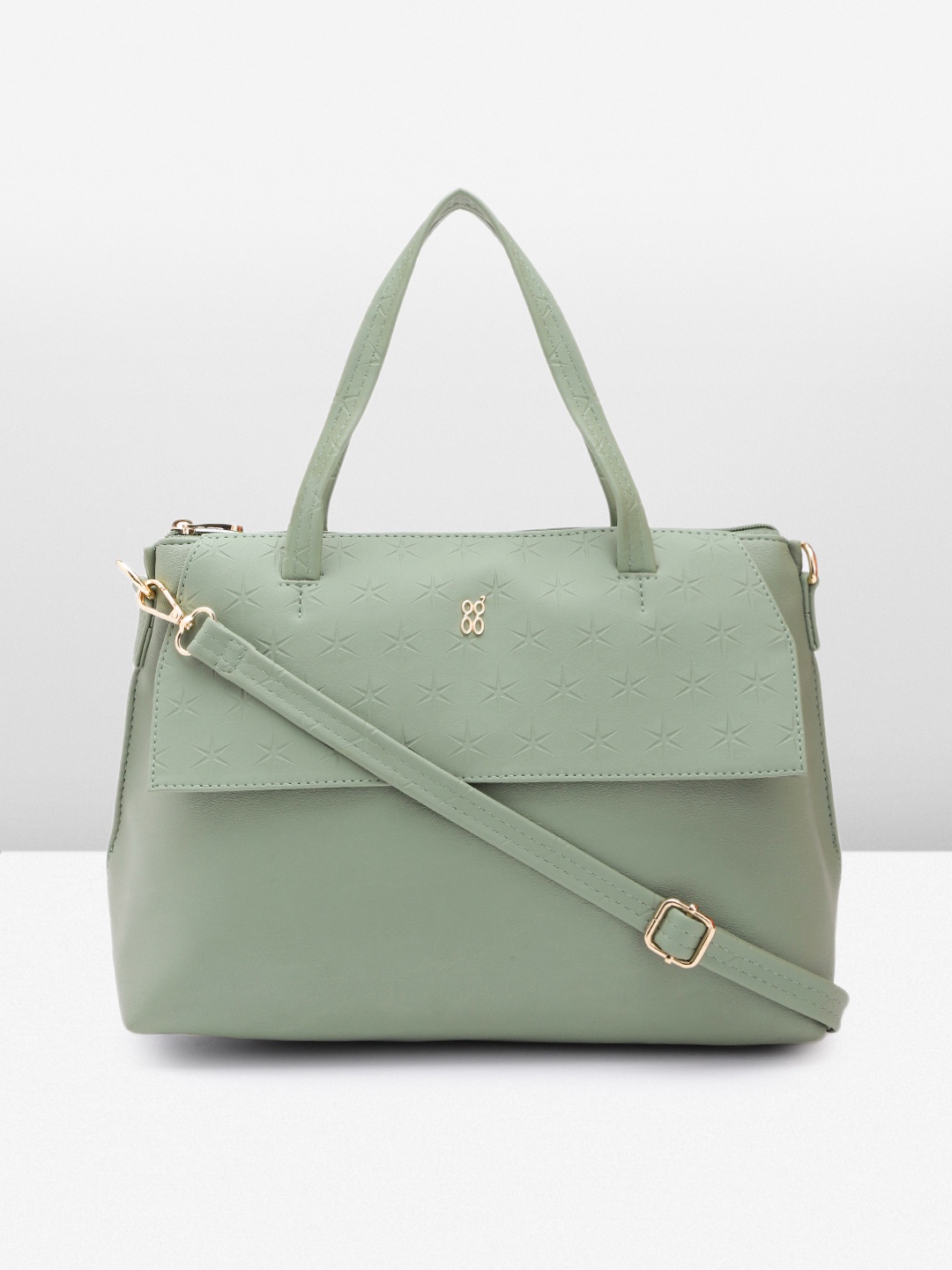 

Baggit Textured Self Design PU Structured Handheld Bag, Green