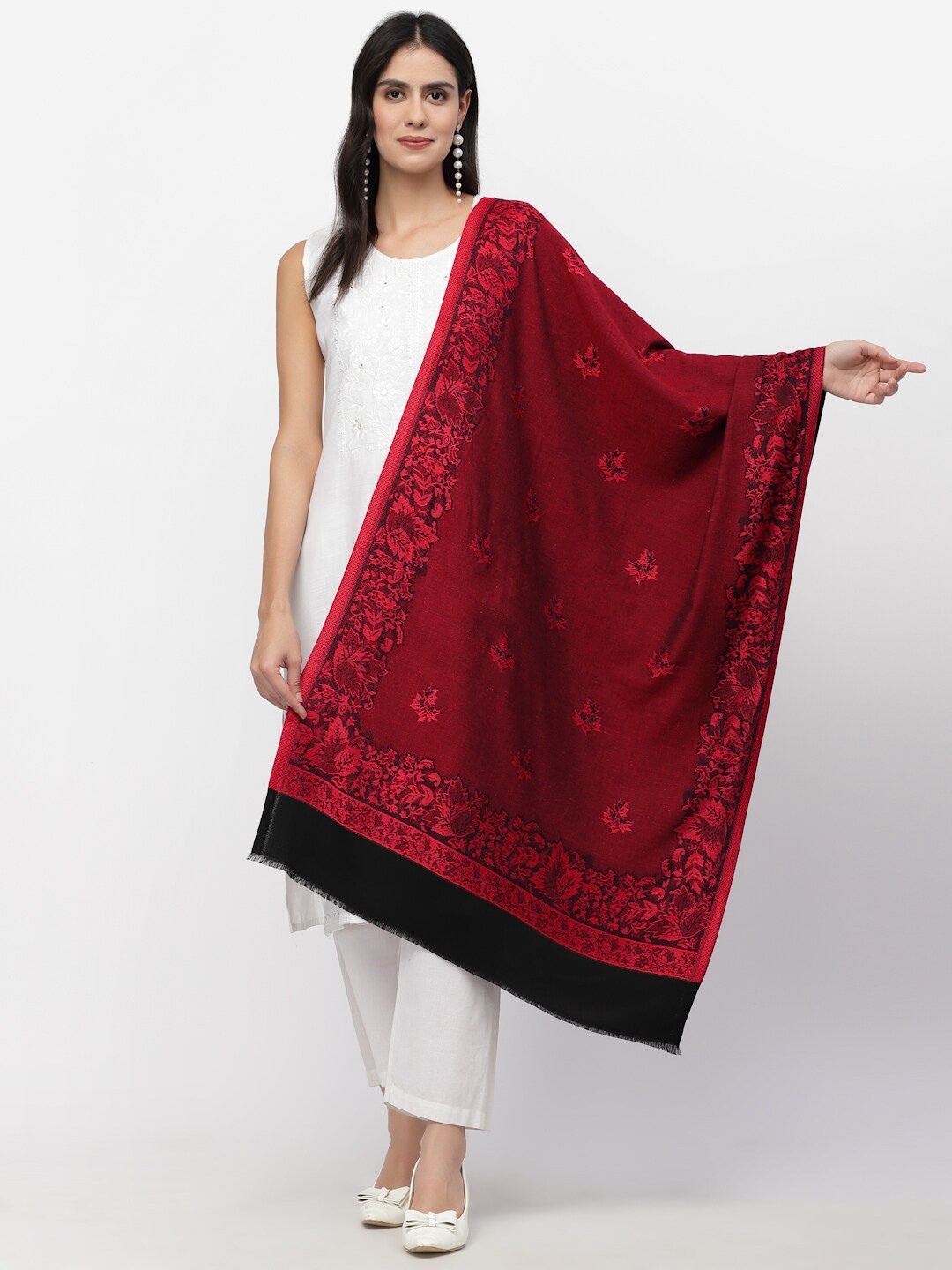 

Anekaant Women Red & Black Woven Design Stole