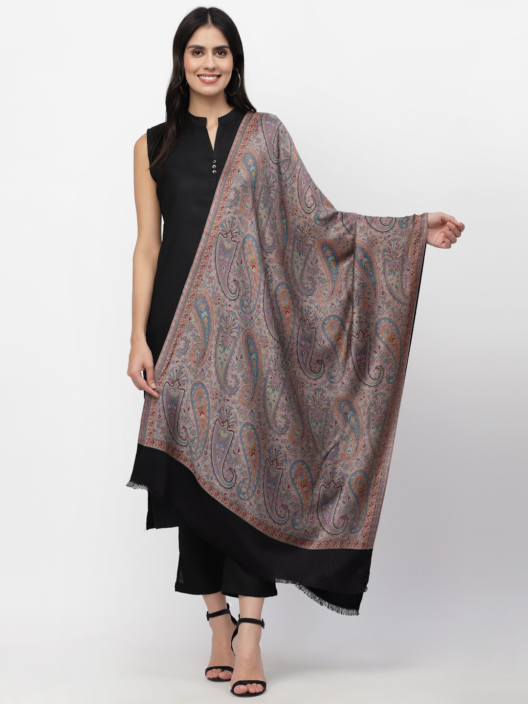 

Anekaant Women Grey Woven Design Stole