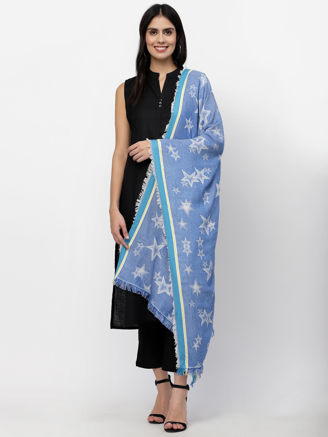 

Anekaant Women Blue Geometric Woven Shawl