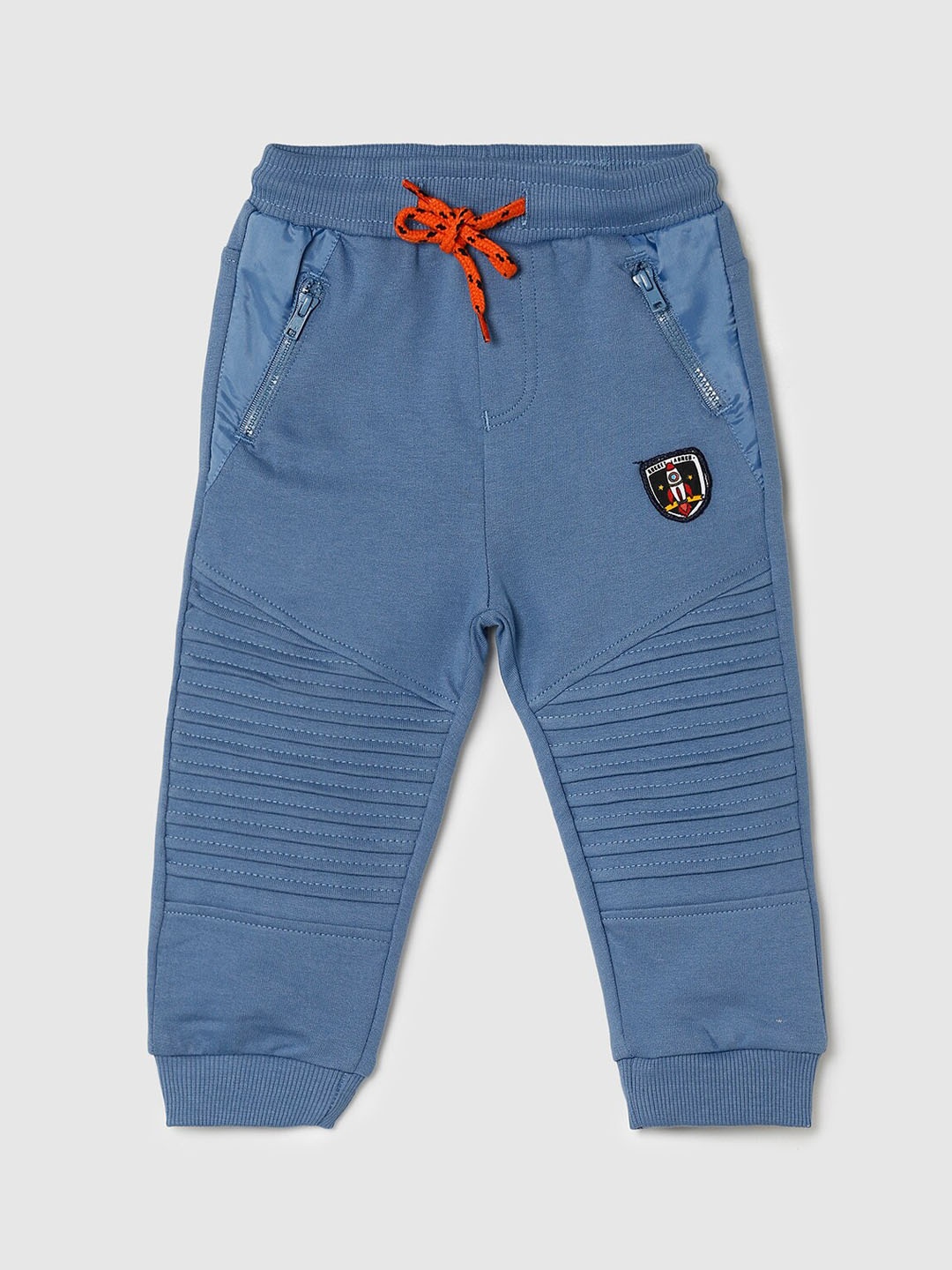 

max Boys Blue Solid Pure Cotton Joggers