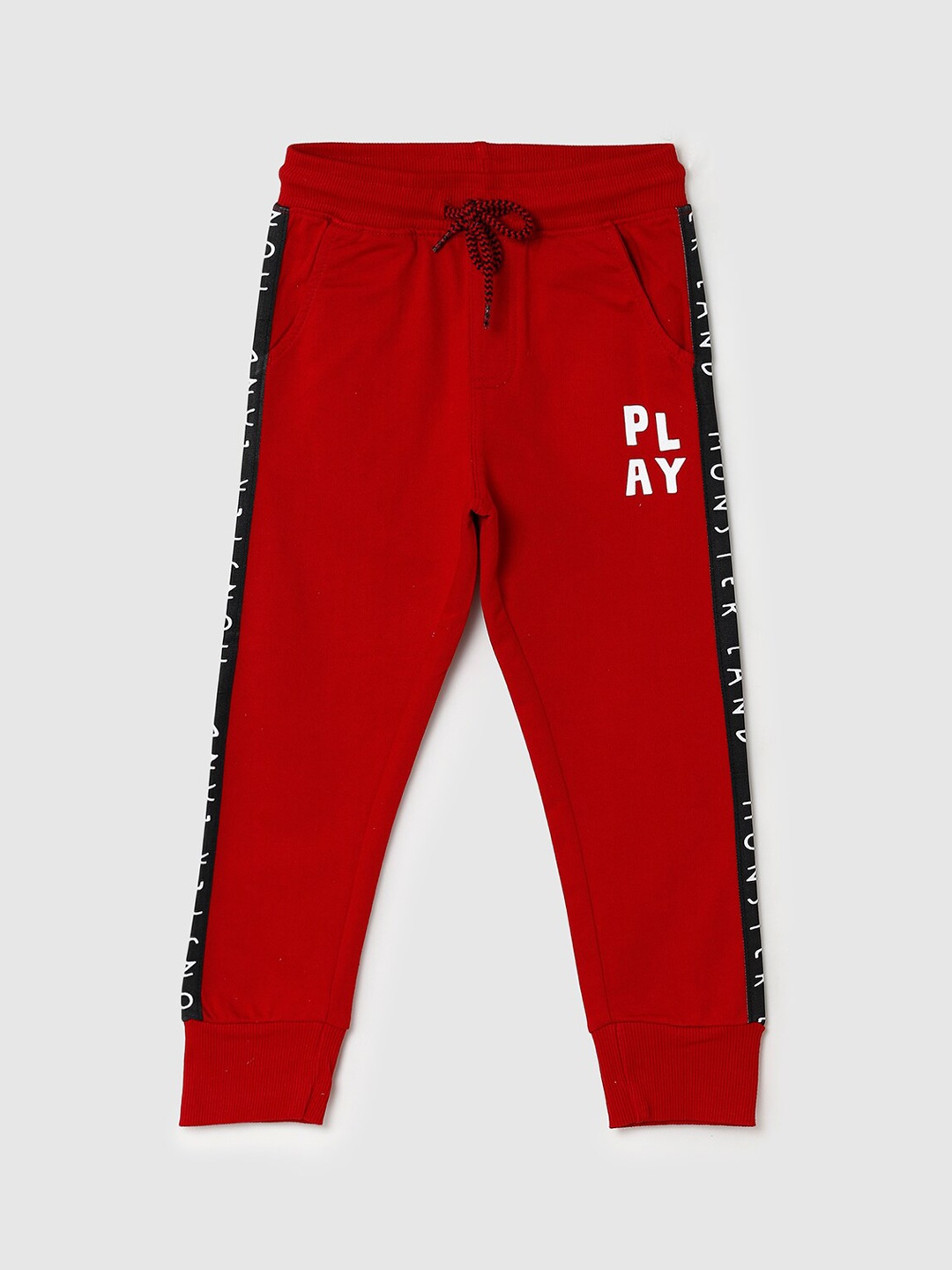 

max Boys Red Solid Pure Cotton Joggers