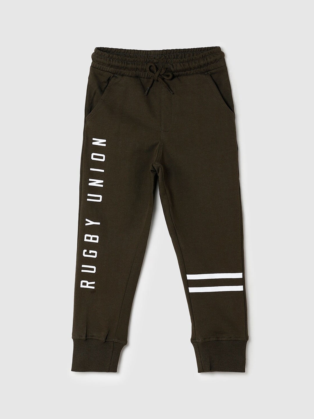 

max Boys Green Printed Pure Cotton Joggers