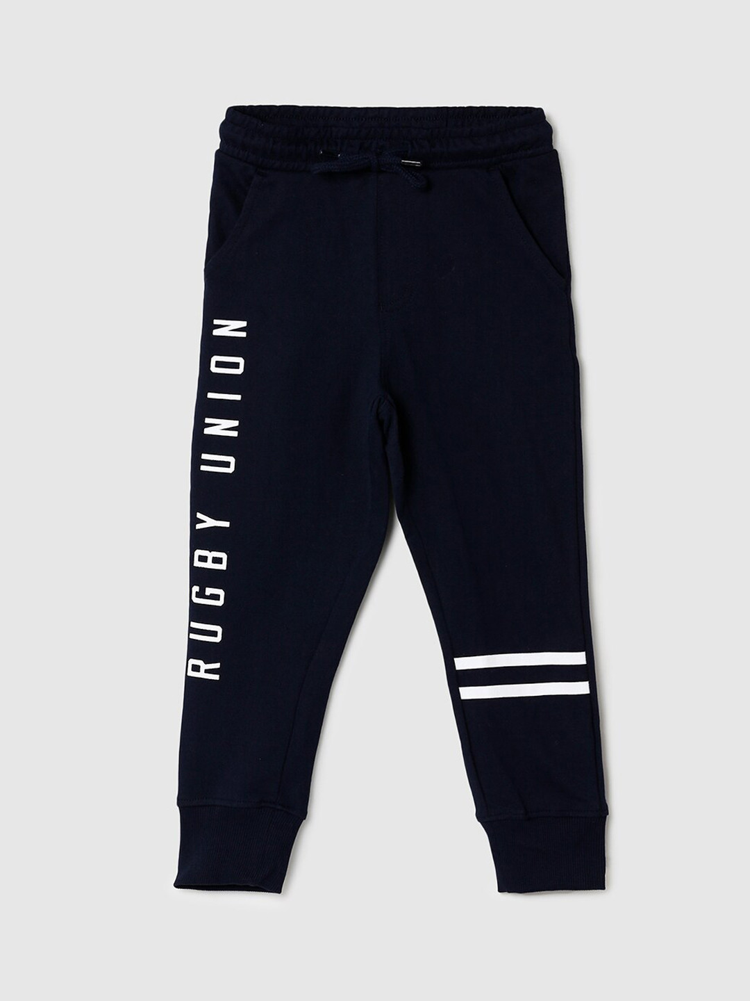 

max Boys Blue Printed Pure Cotton Joggers