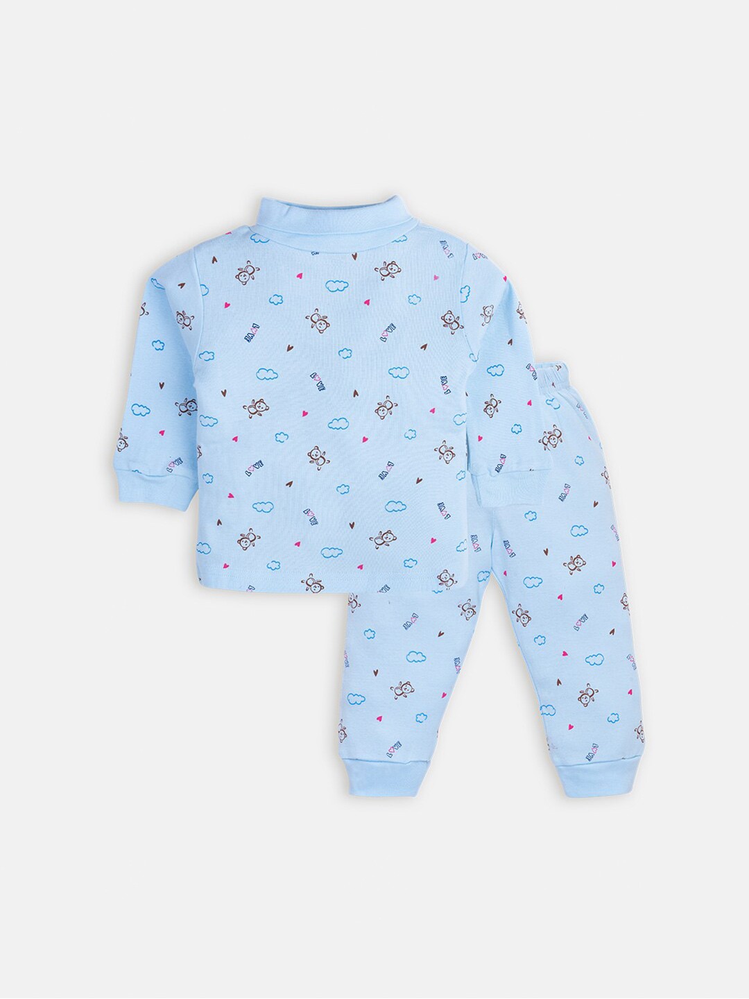 

AMUL Kandyfloss Kids Blue & Pink Printed Pure Cotton T-shirt with Trousers