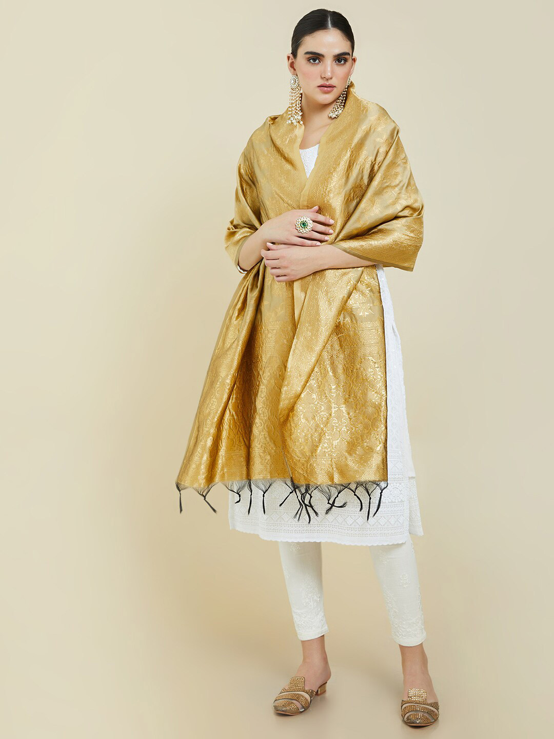 

Soch Gold-Toned Ethnic Motifs Printed Dupatta