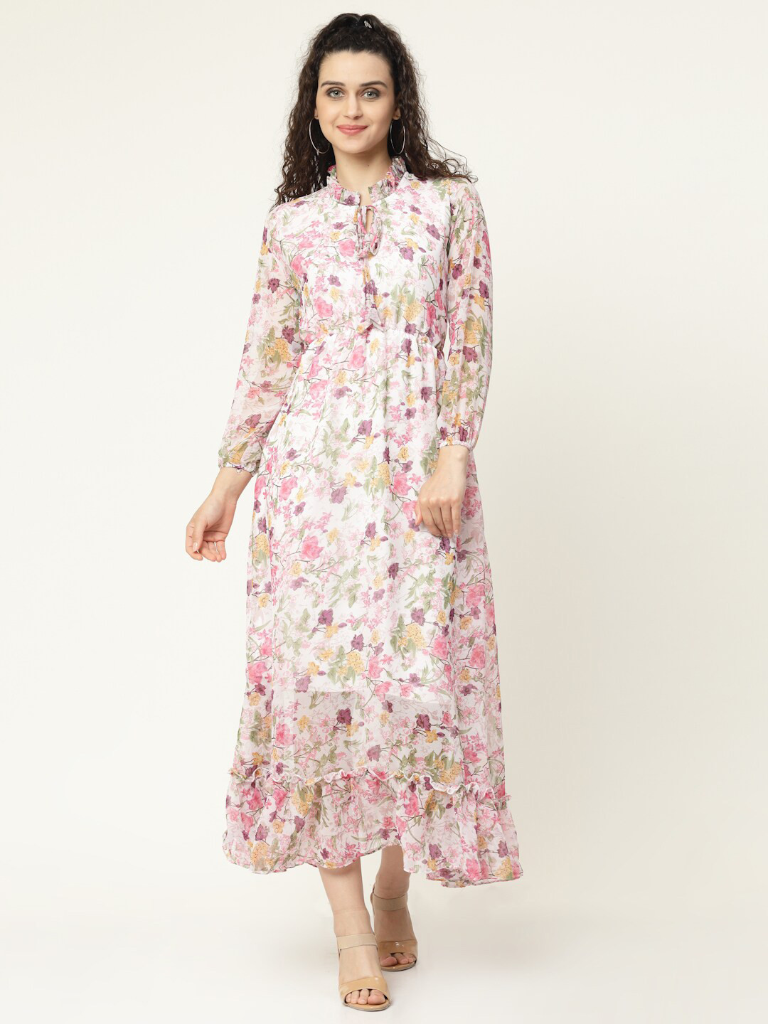 

MISS AYSE Women Pink Floral Maxi Dress