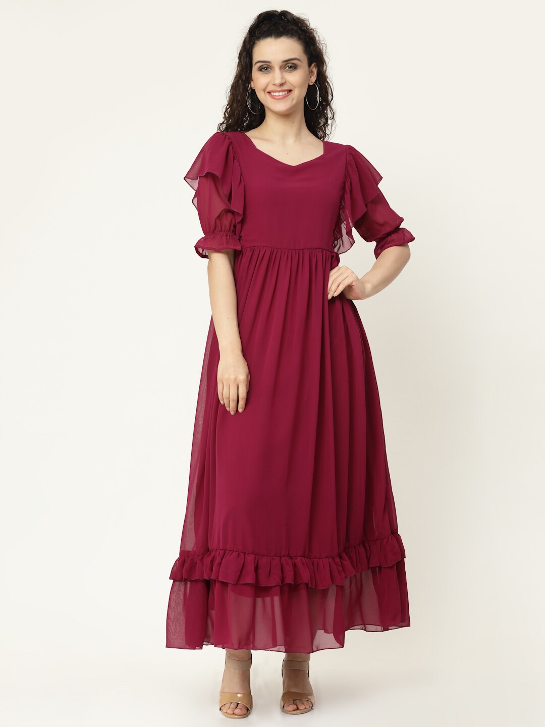 

MISS AYSE Maroon Solid Maxi Dress