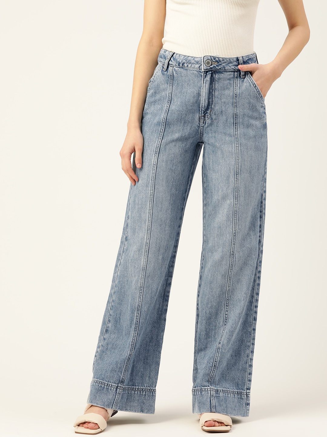 

Malachi Women Blue Flared High-Rise Light Fade Jeans