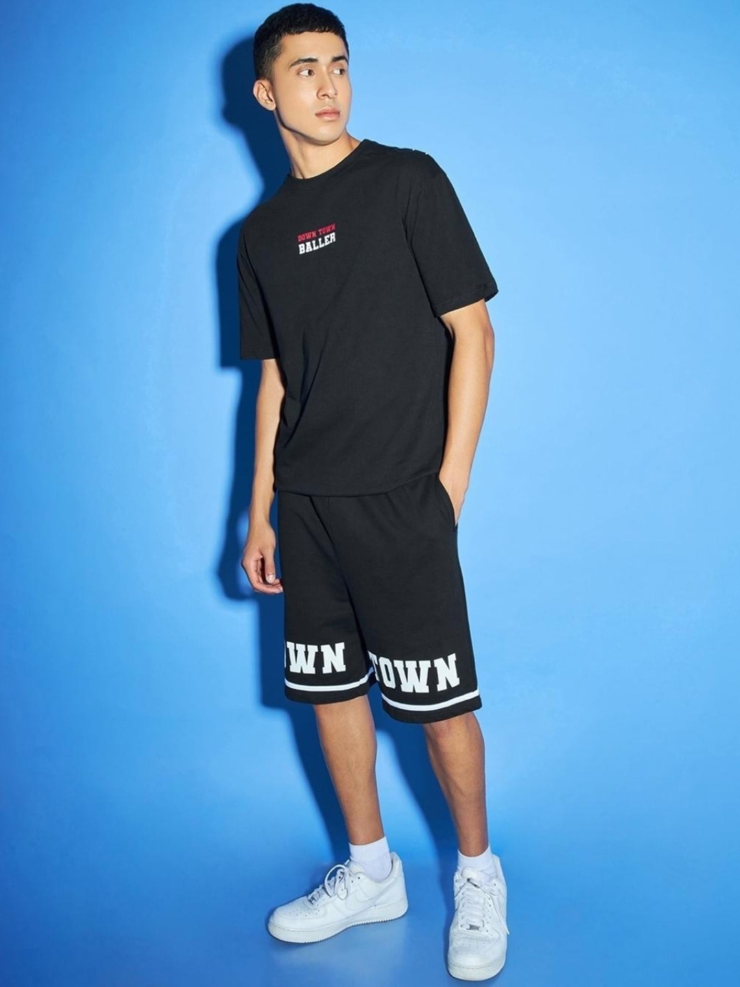 

Bewakoof Men Black Printed Pure Cotton Oversized Co-Ords