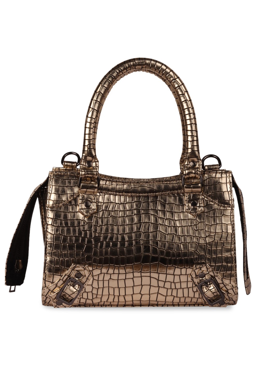 

FERROCCIO Women Gold-Toned Animal Textured Structured Handheld Bag
