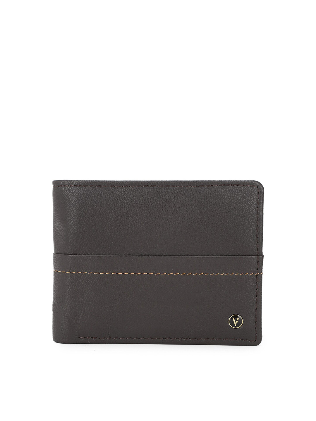 

Van Heusen Men Brown Textured Leather Two Fold Wallet