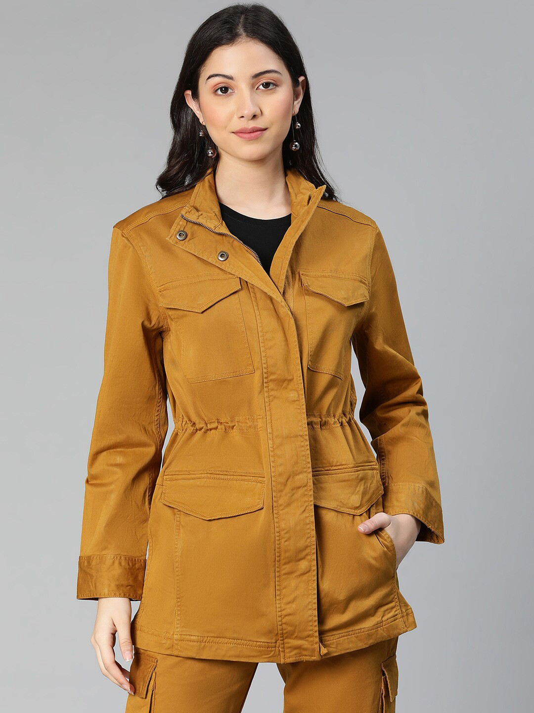 

Oxolloxo Women Mustard Lightweight Longline Tailored Jacket