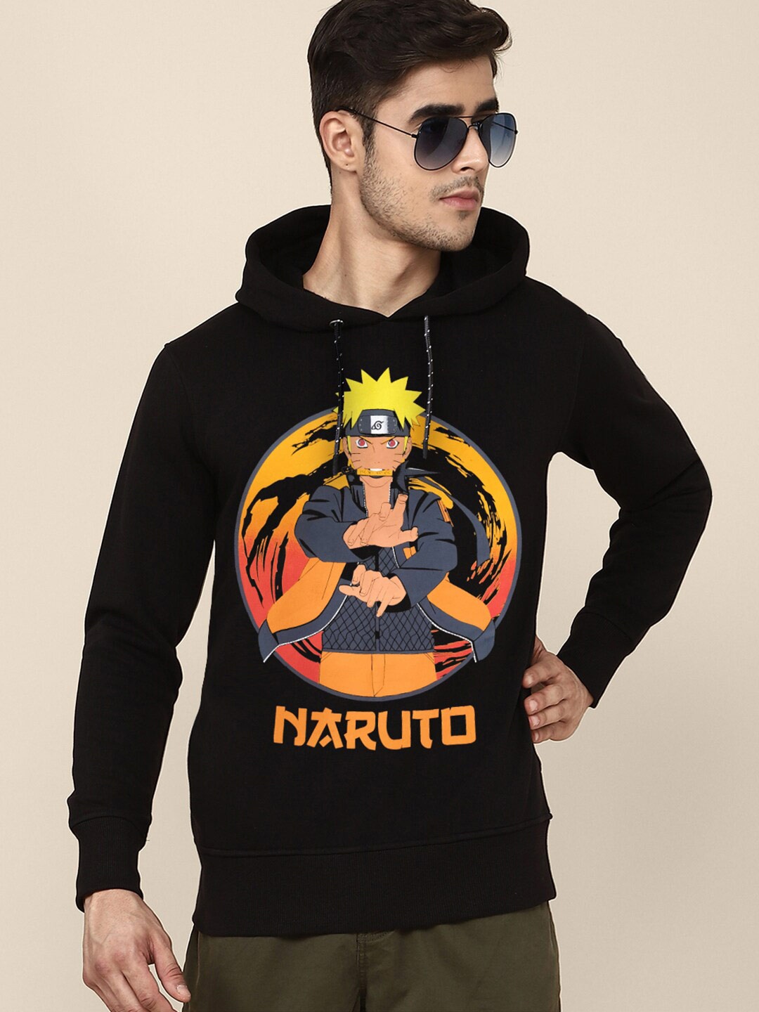 

Free Authority Men Black Cotton Naruto Print Hooded Sweatshirt