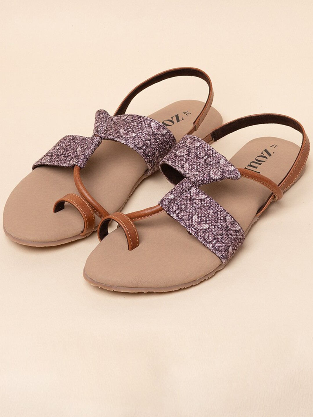 

ZOUK Women Violet Printed Open Toe Flats