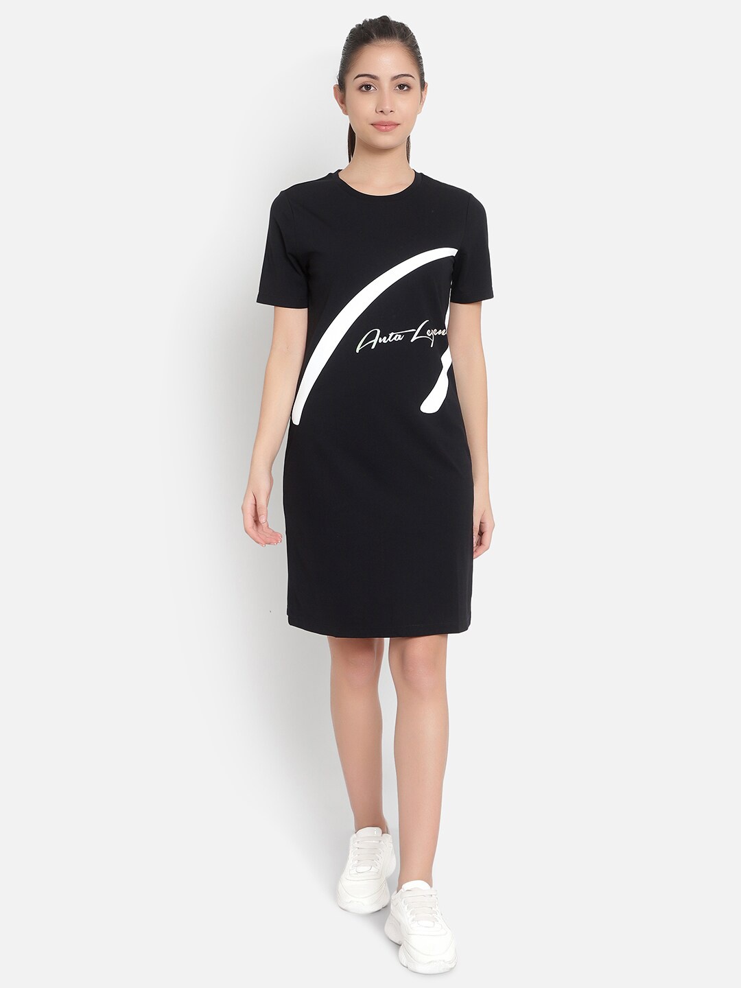 

Anta Black Women Printed Sheath Dress