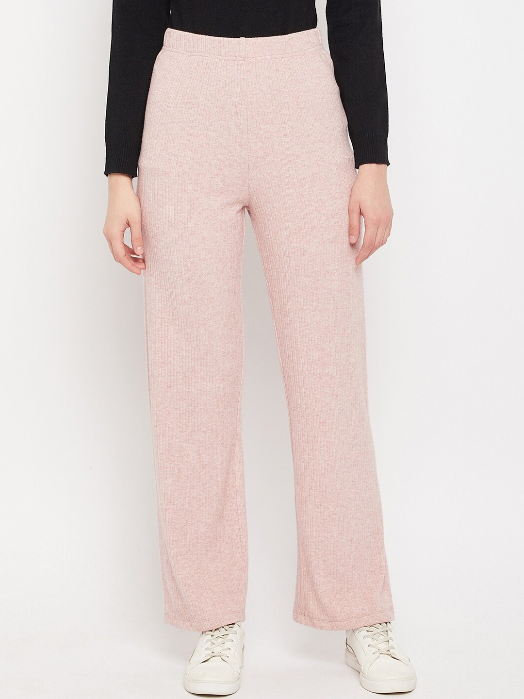 

Madame Women Pink Solid Parallel Trouser