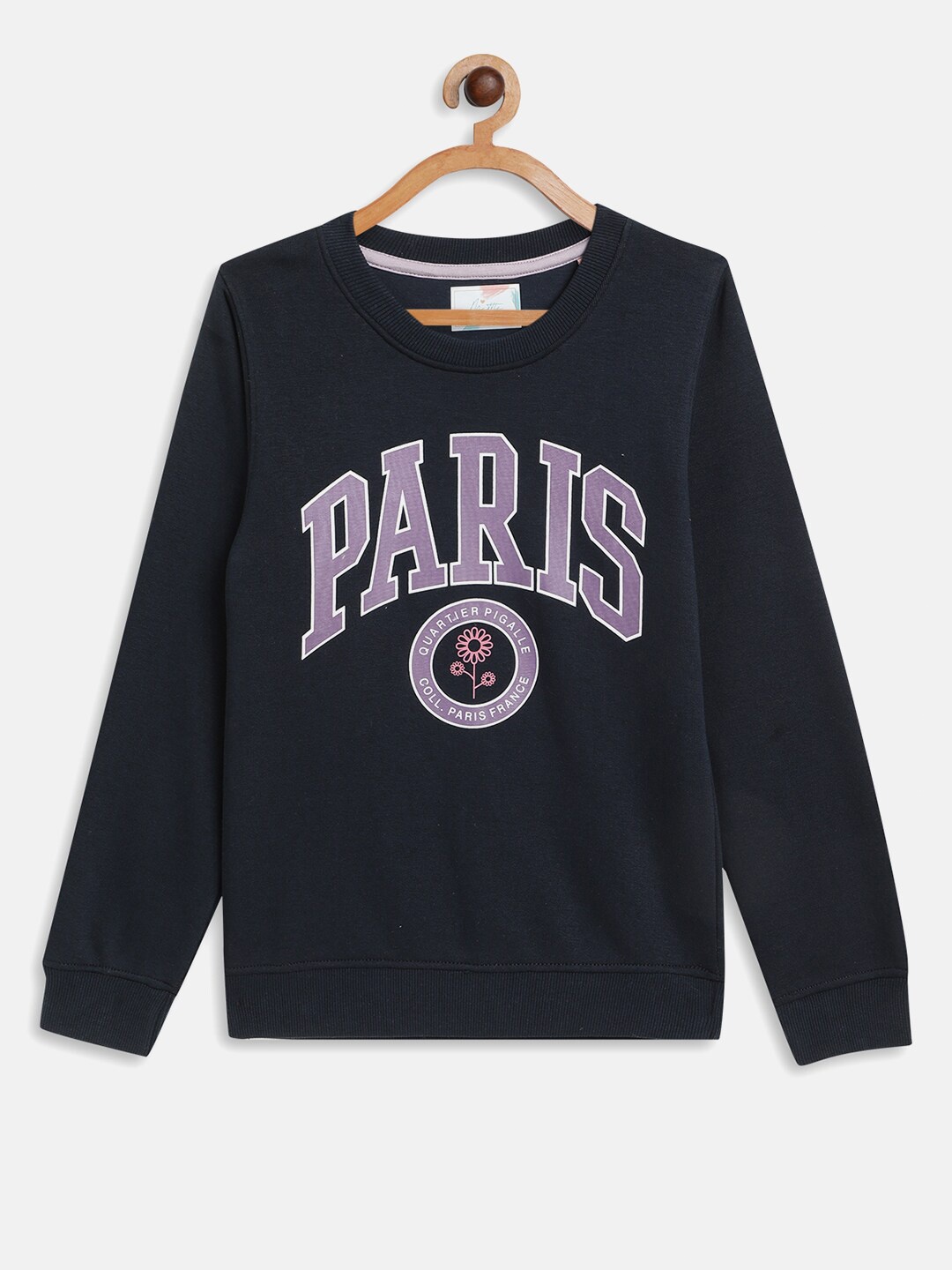 

METTLE Girls Navy Blue Printed Sweatshirt