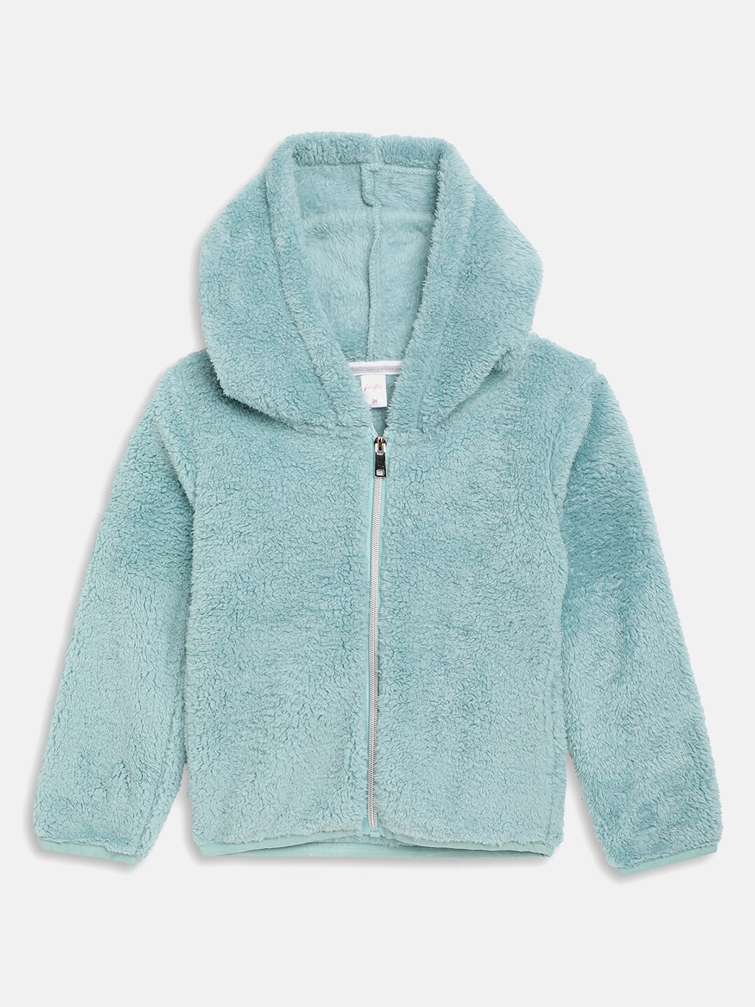 

METTLE Girls Sea Green Wool Hooded Front Open Sweater