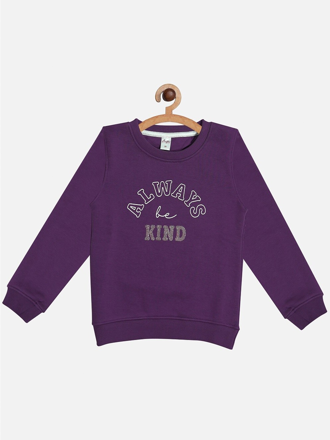 

METTLE Girls Purple Printed Fleece Sweatshirt