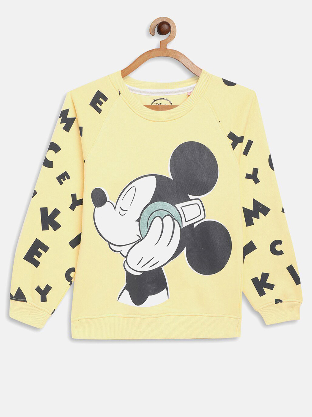 

METTLE Girls Yellow Printed Fleece Sweatshirt