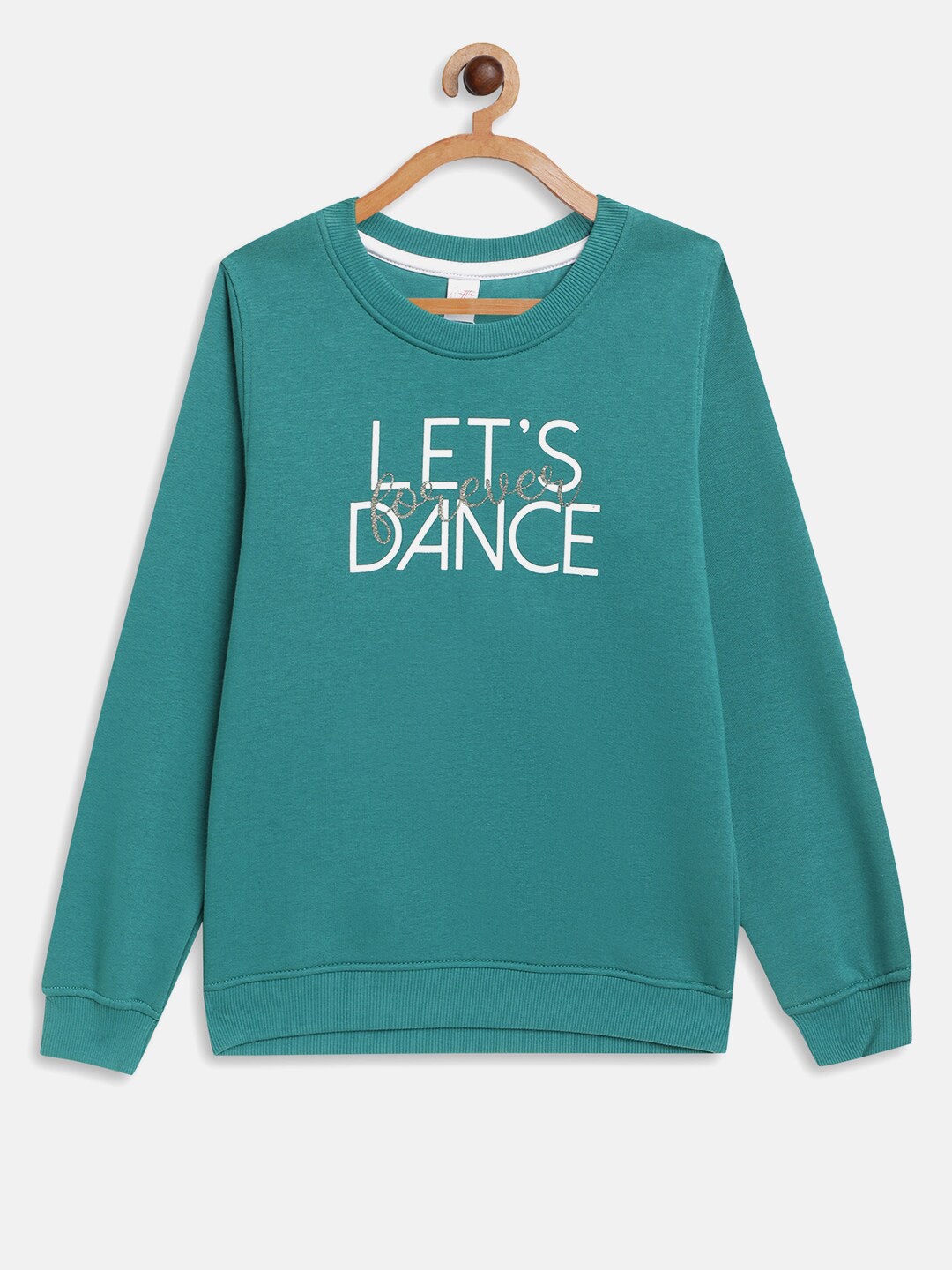 

METTLE Girls Green Printed Fleece Sweatshirt