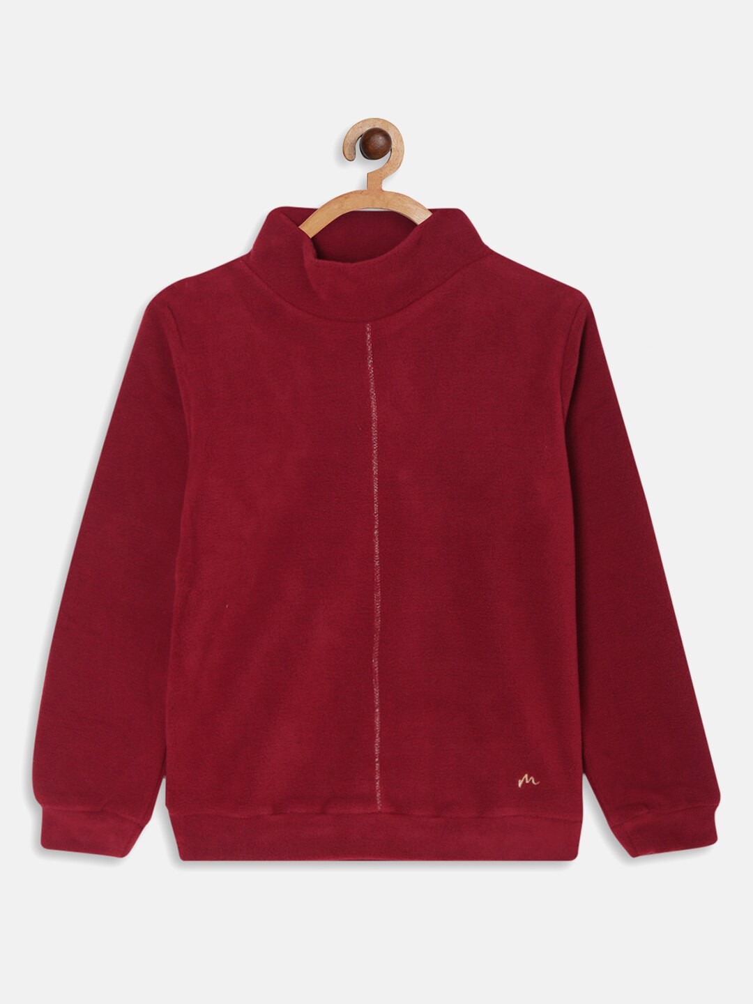 

METTLE Girls Maroon Solid Wool Front Open Sweater