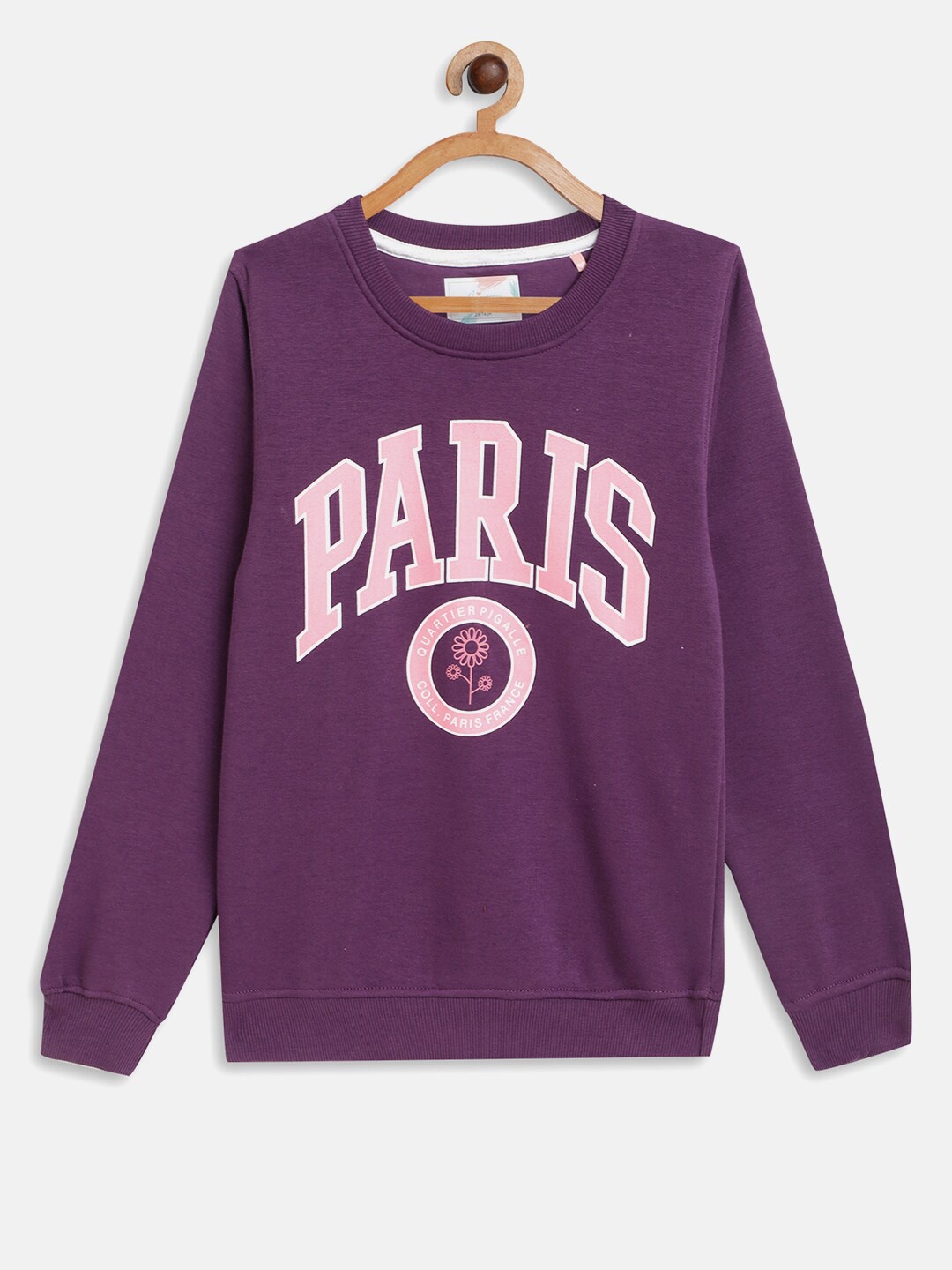 

METTLE Girls Purple Printed Fleece Sweatshirt