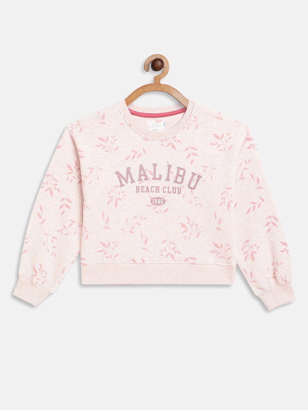 

METTLE Girls Pink Printed Fleece Sweatshirt