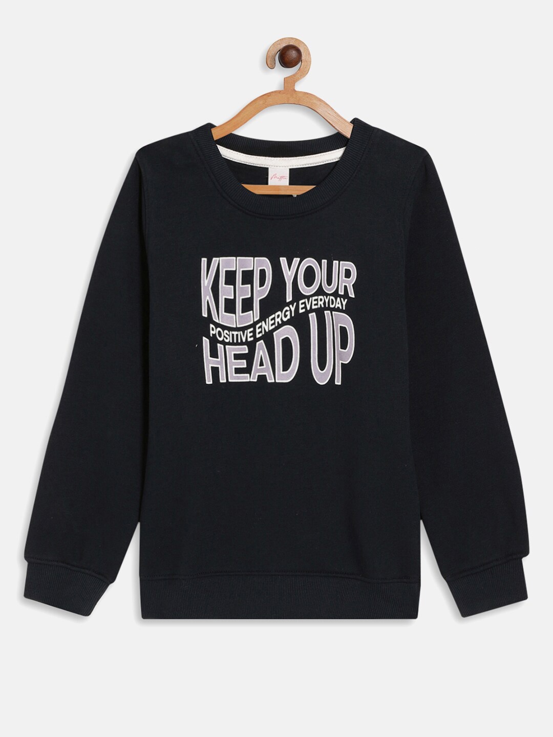 

METTLE Girls Black Printed Fleece Sweatshirt