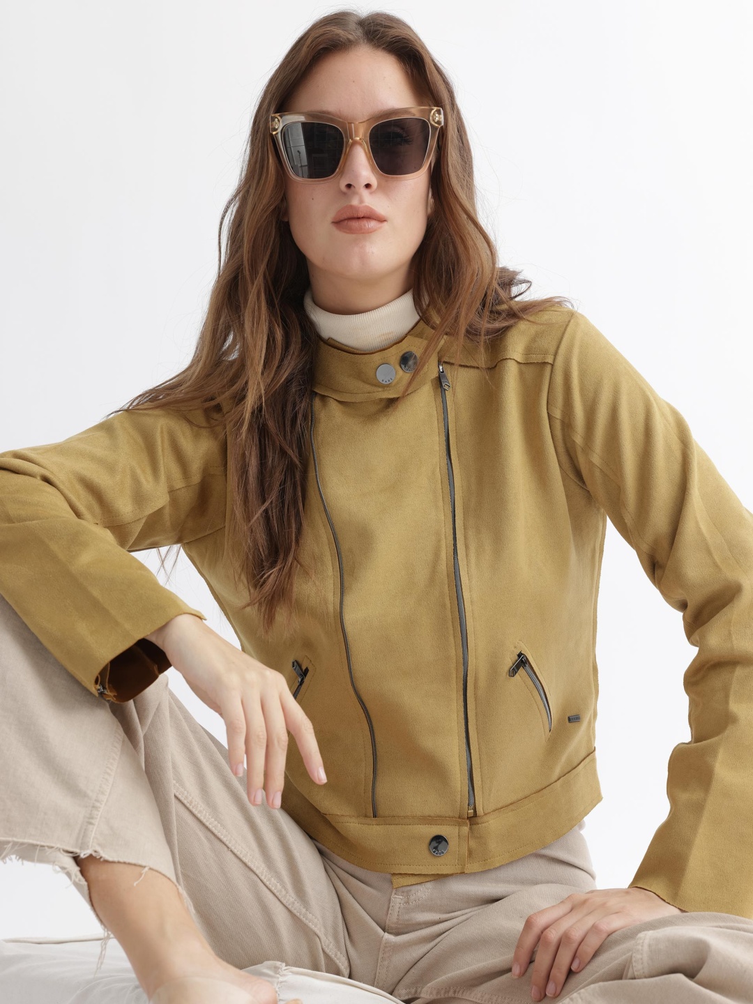 

RAREISM Women Yellow Crop Tailored Jacket