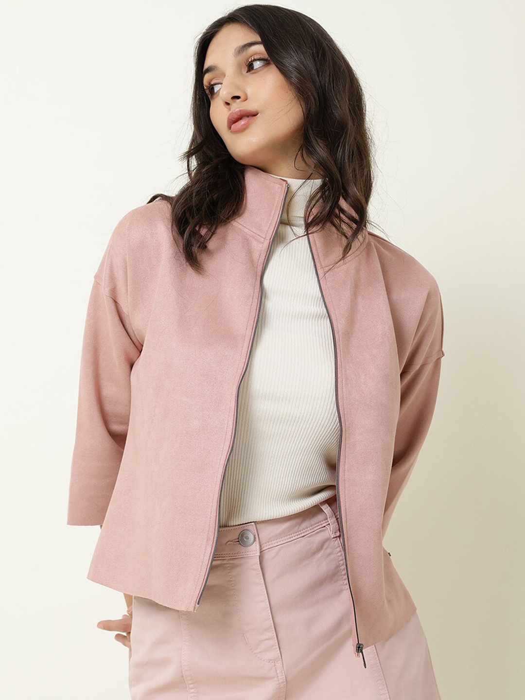 

RAREISM Women Pink Crop Tailored Jacket