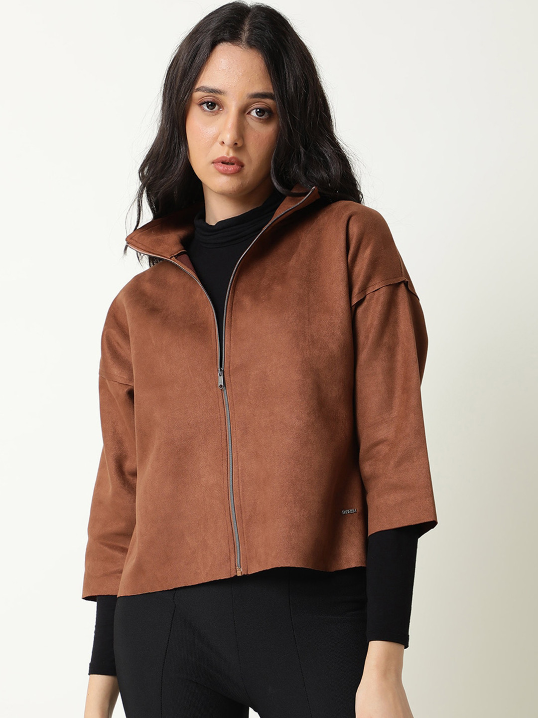 

RAREISM Women Brown Crop Tailored Jacket