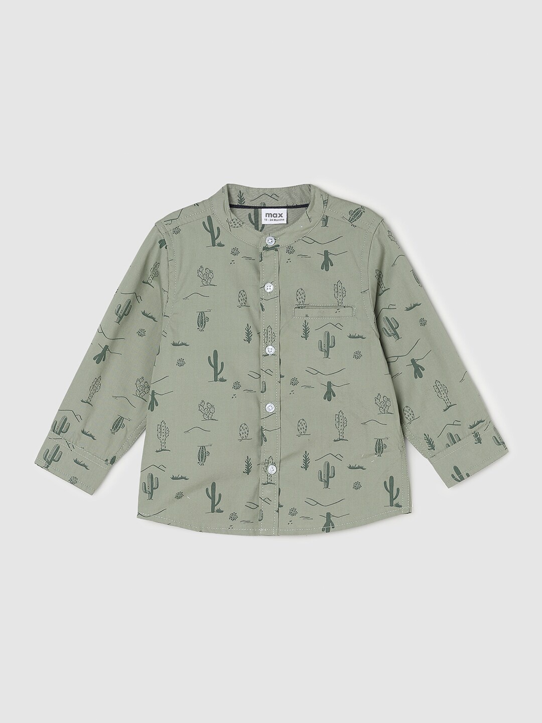 

max Boys Printed Cotton Casual Shirt, Green