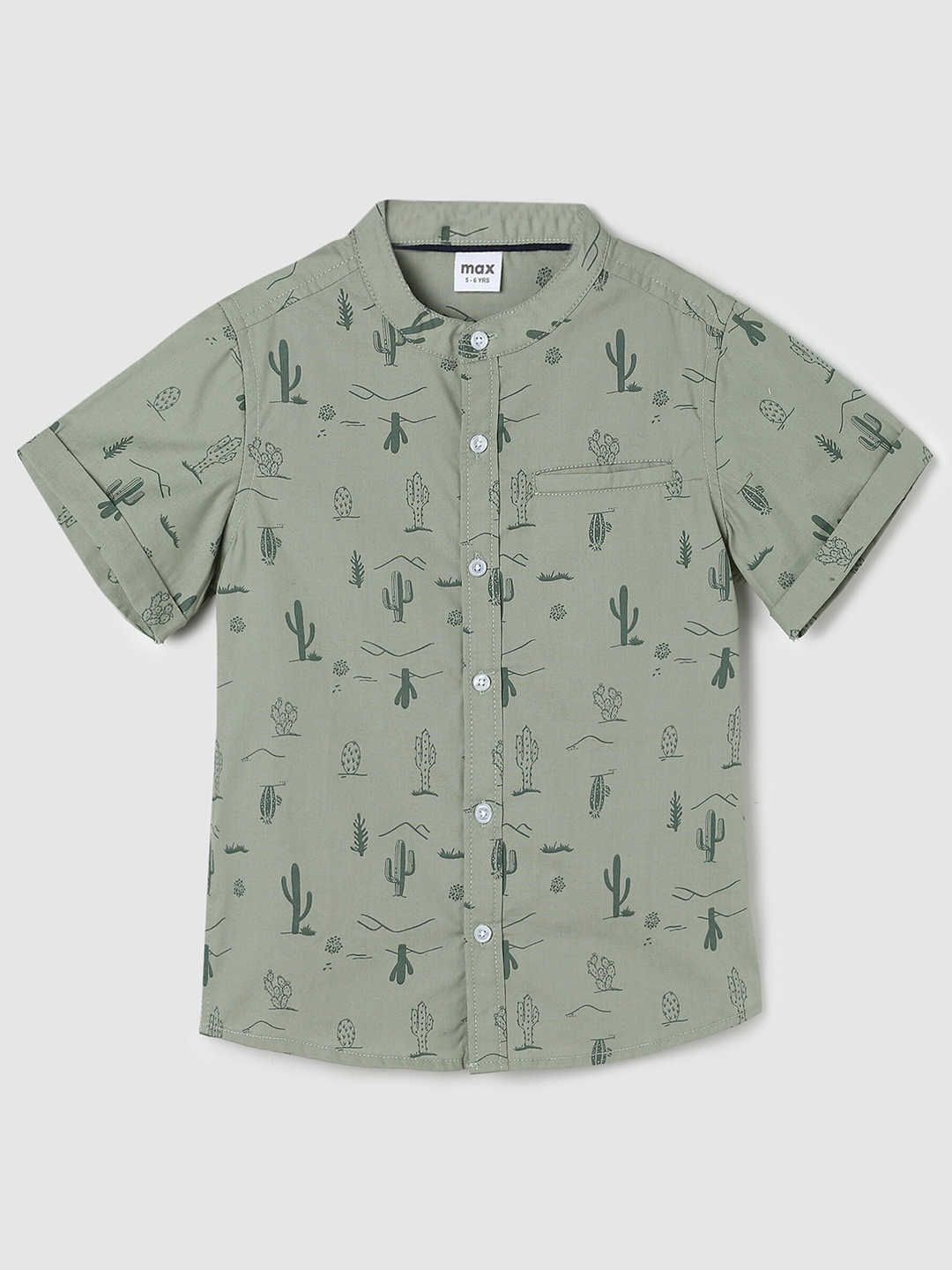 

max Boys Printed Cotton Casual Shirt, Green