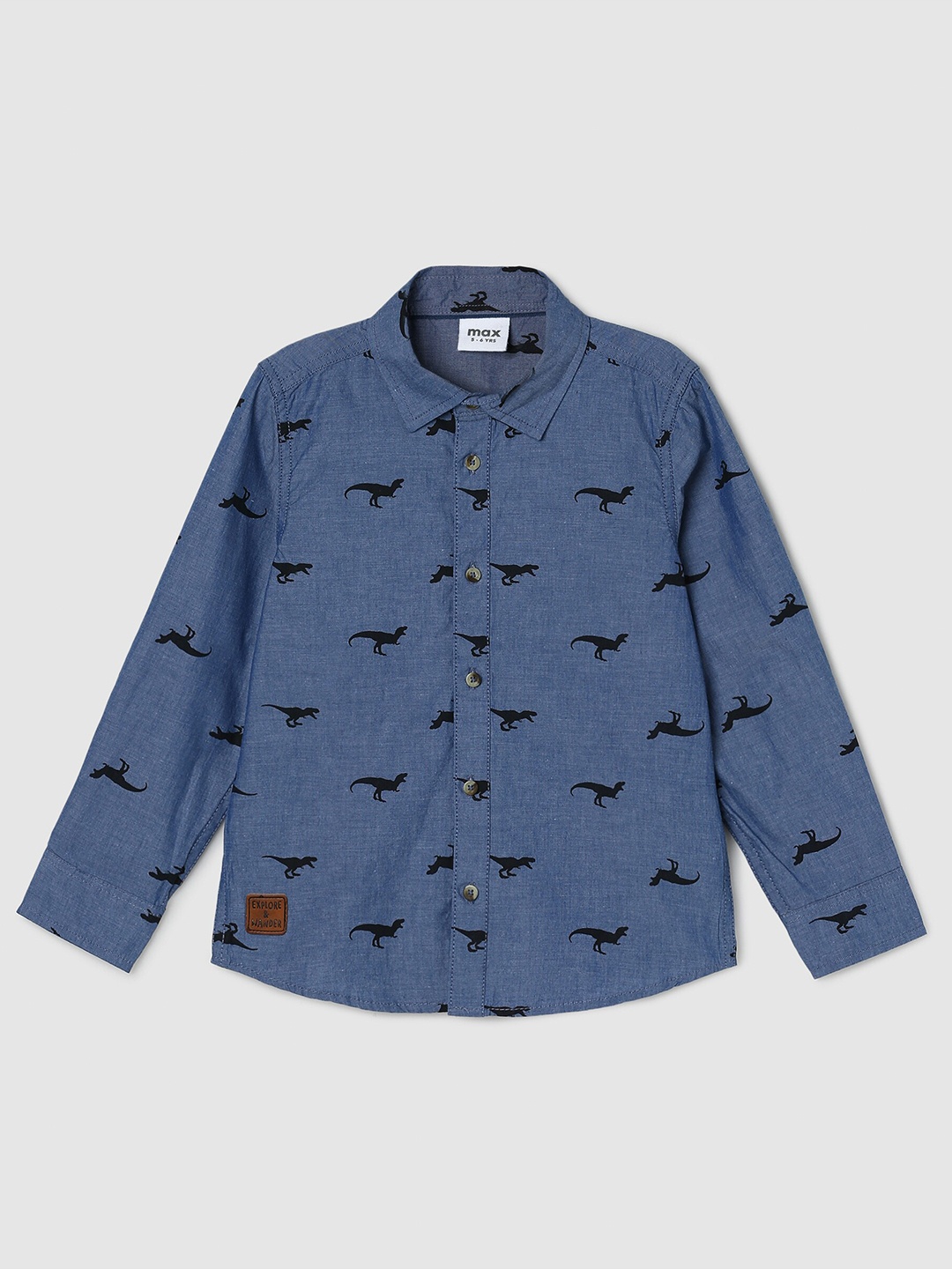 

max Boys Printed Cotton Casual Shirt, Blue