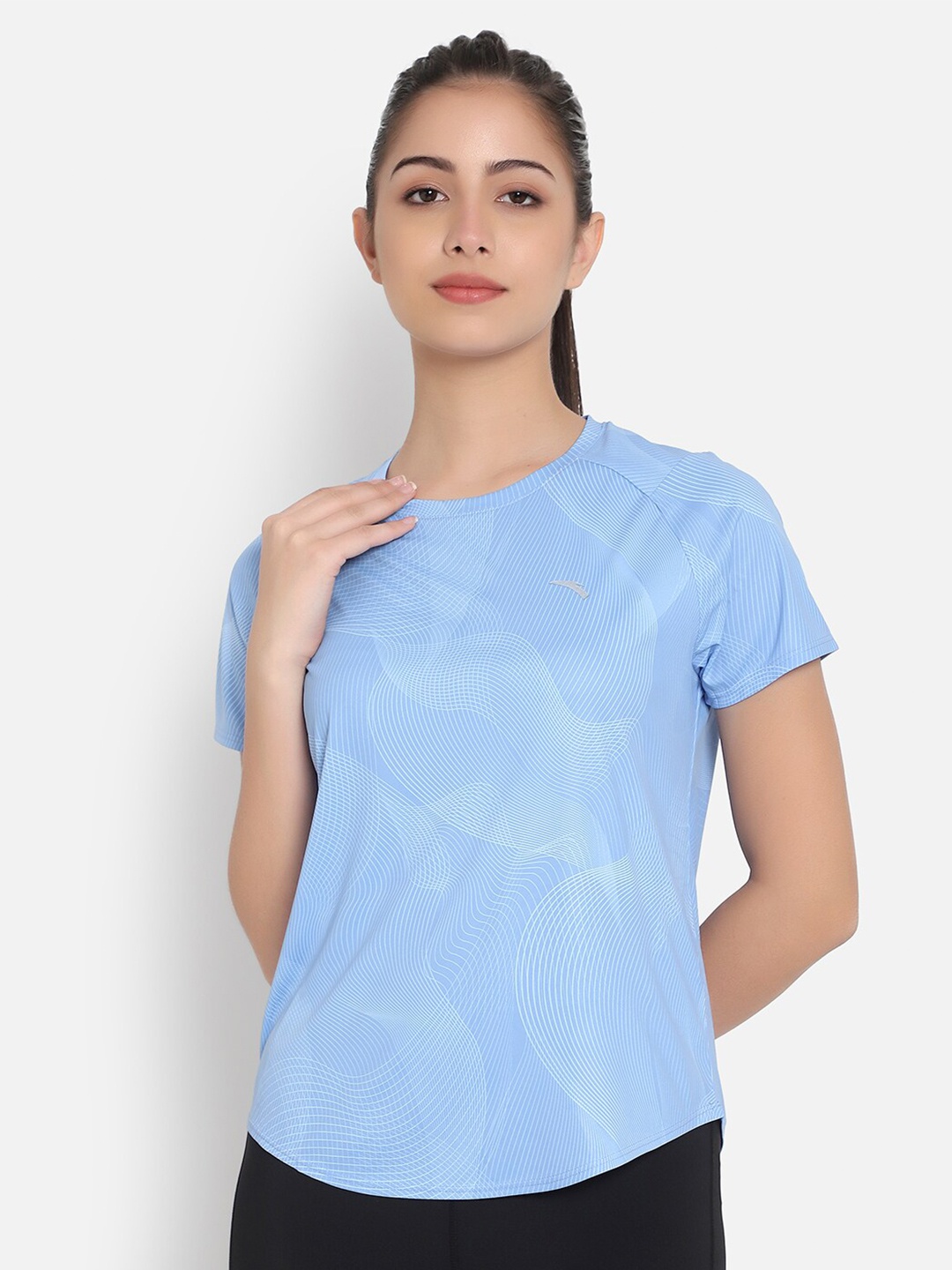 

Anta Women Blue Printed T-shirt