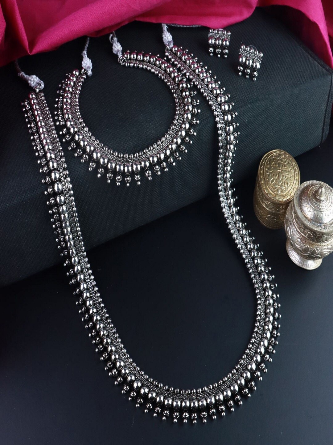 

I Jewels Oxidised Silver-Plated Jewellery Set